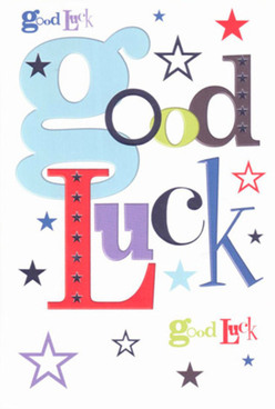 Reflecting the supportive heart of Chalfont St Giles, this good luck card radiates both playful joy and reassuring stability. The focal point is a large, inviting baby-blue 'g', playfully balanced against bold reds, rich violets, and fresh greens that echo the colours found in bouquets at local chalets. Over a crisp white field, stars in every hue-inky blue, gentle lavender, and sky-toned teal-spill joyfully across the card, much like fairy lights strung across Deanway. A dynamic mix of vintage and modern fonts brings a touch of artistic flair, as if crafted by someone inspired after a walk down Narcot Lane. The card's surface is satin-smooth to the touch, offering a sensory delight that matches the pleasure of holding freshly cut blooms. Intended for special moments-like a loved one moving into their first flat near Bowstridge Lane or a student facing an exam at a nearby school-the card becomes a talisman of encouragement from Chalfont St Giles. With every detail, it offers not just a hopeful wish, but a little piece of the village's supportive spirit, delivered alongside locally inspired floral arrangements.